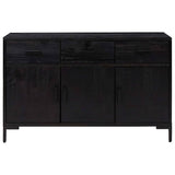 Credenza Nera 110x35x70 cm in Legno Massello di Pino