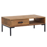 Tavolino da Salotto 90x50x35 cm in Legno Massello di Pino