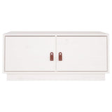 Tavolino da Salotto Bianco 80x50x35cm in Legno Massello di Pino