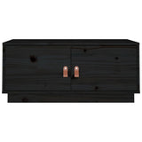 Tavolino da Salotto Nero 80x50x35 cm in Legno Massello di Pino
