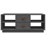 Tavolino da Salotto Grigio 100x50x41 cm Legno Massello di Pino