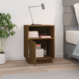 Comodino Marrone Ambrato 40x34x55 cm in Legno Massello di Pino