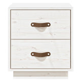 Comodini Bianchi 2 pz 40x34x45 cm in Legno Massello di Pino