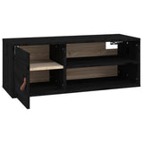 Pensili 2 pz Neri 80x30x30 cm in Legno Massello di Pino