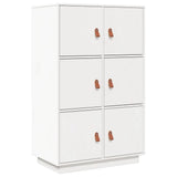 Credenza Bianca 67x40x108,5 cm in Legno Massello di Pino