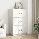 Credenza Bianca 67x40x108,5 cm in Legno Massello di Pino