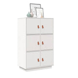 Credenza Bianca 67x40x108,5 cm in Legno Massello di Pino