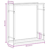 Portalegna Nero Opaco 80x28x86 cm in Acciaio