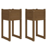 Fioriere 2 pz Marrone Ambra 40x40x81 cm Legno Massello di Pino