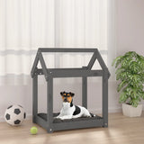 Cuccia per Cani Grigia 61x50x70 cm in Legno Massello di Pino