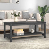 Tavolino da Salotto Grigio 110x55x45 cm Legno Massello di Pino