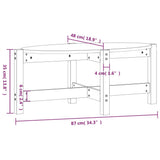 Tavolino da Salotto 87x48x35 cm in Legno Massello di Pino