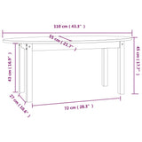 Tavolino da Salotto Ambra 110x55x45 cm Legno Massello di Pino