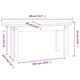 Tavolino da Salotto Grigio 80x40x35 cm Legno Massello di Pino