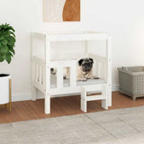 Cuccia per Cani Bianco 65,5x50,5x70 cm in Legno Massello di Pino