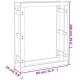 Portalegna Grigio 80x25x100 cm in Legno Massello di Pino
