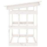 Portalegna Bianco 108x64,5x77 cm in Legno Massello di Pino