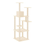 Albero per Gatti con Tiragraffi in Sisal Crema 153 cm
