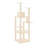Albero per Gatti con Tiragraffi in Sisal Crema 153 cm