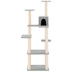Albero per Gatti con Tiragraffi in Sisal Grigio Chiaro 153 cm