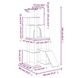 Albero per Gatti con Tiragraffi in Sisal Grigio Chiaro 166 cm