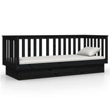 Dormeuse Nera 75x190 cm in Legno Massello di Pino