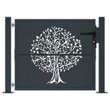 Cancello Giardino Antracite 105x105 cm in Acciaio Design Albero