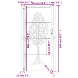 Cancello Giardino Antracite 105x205 cm in Acciaio Design Albero