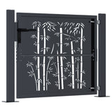 Cancello Giardino Antracite 105x80 cm in Acciaio Design Bambù