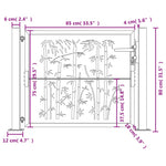 Cancello Giardino Antracite 105x80 cm in Acciaio Design Bambù