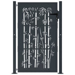 Cancello Giardino Antracite 105x130 cm in Acciaio Design Bambù