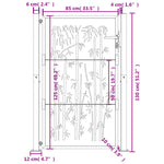 Cancello Giardino Antracite 105x130 cm in Acciaio Design Bambù