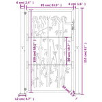 Cancello Giardino Antracite 105x155 cm in Acciaio Design Bambù
