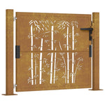 Cancello da Giardino 105x80 cm in Acciaio Corten Design Bambù