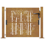 Cancello da Giardino 105x80 cm in Acciaio Corten Design Bambù