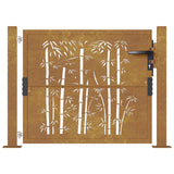 Cancello da Giardino 105x80 cm in Acciaio Corten Design Bambù