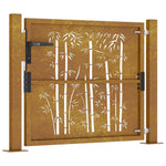 Cancello da Giardino 105x80 cm in Acciaio Corten Design Bambù