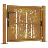 Cancello da Giardino 105x80 cm in Acciaio Corten Design Bambù