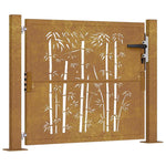 Cancello da Giardino 105x105 cm in Acciaio Corten Design Bambù