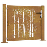 Cancello da Giardino 105x105 cm in Acciaio Corten Design Bambù