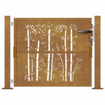 Cancello da Giardino 105x105 cm in Acciaio Corten Design Bambù