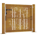 Cancello da Giardino 105x105 cm in Acciaio Corten Design Bambù