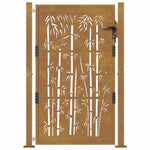 Cancello da Giardino 105x155 cm in Acciaio Corten Design Bambù