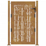 Cancello da Giardino 105x155 cm in Acciaio Corten Design Bambù