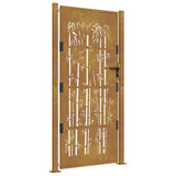 Cancello da Giardino 105x205 cm in Acciaio Corten Design Bambù