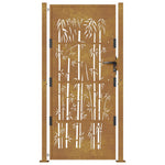 Cancello da Giardino 105x205 cm in Acciaio Corten Design Bambù