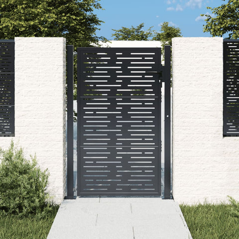 Cancello Giardino Antracite 105x130 cm Acciaio Design Quadrato
