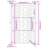 Cancello Giardino Antracite 105x155 cm Acciaio Design Quadrato