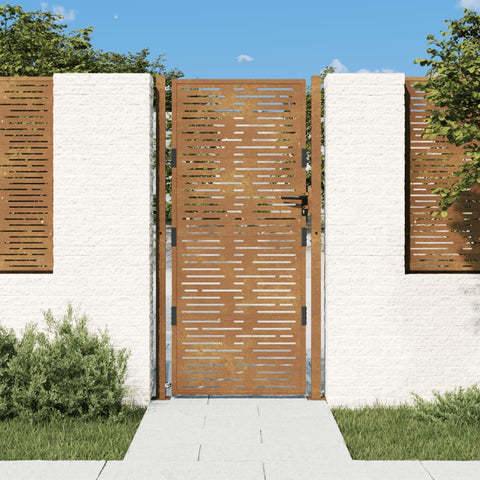 Cancello da Giardino 105x205 cm Acciaio Corten Design Quadrato