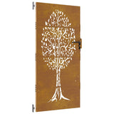 Cancello da giardino 85x175 cm in acciaio Corten con design ad albero